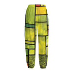 Square Stained Glass Mosaic Print Fleece Lined Knit Pants