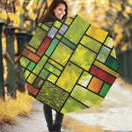 Square Stained Glass Mosaic Print Foldable Umbrella