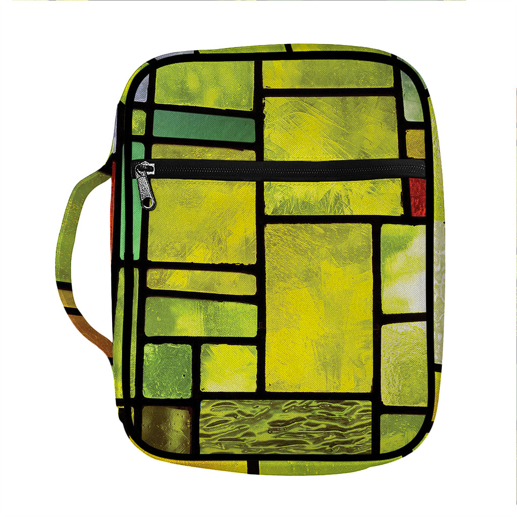 Square Stained Glass Mosaic Print Front Pocket Bible Bag