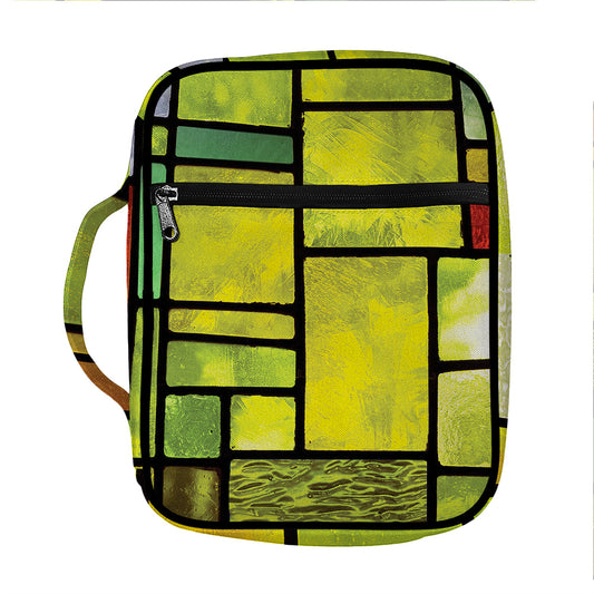 Square Stained Glass Mosaic Print Front Pocket Bible Bag