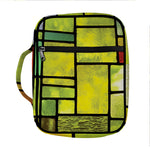 Square Stained Glass Mosaic Print Front Pocket Bible Bag