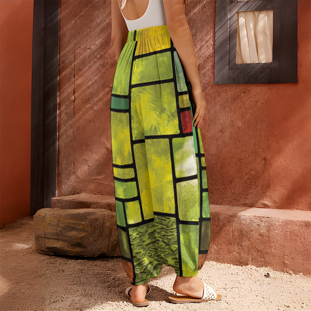 Square Stained Glass Mosaic Print Harem Pants