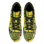 Square Stained Glass Mosaic Print High Top Leather Sneakers