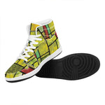 Square Stained Glass Mosaic Print High Top Leather Sneakers