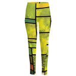 Square Stained Glass Mosaic Print High-Waisted Pocket Leggings