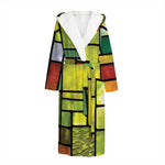 Square Stained Glass Mosaic Print Hooded Bathrobe