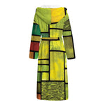 Square Stained Glass Mosaic Print Hooded Bathrobe