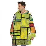 Square Stained Glass Mosaic Print Hoodie Blanket