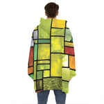 Square Stained Glass Mosaic Print Hoodie Blanket