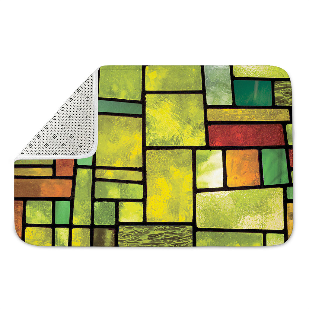 Square Stained Glass Mosaic Print Indoor Door Mat