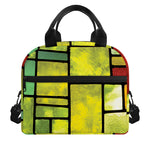 Square Stained Glass Mosaic Print Insulated Lunch Bag