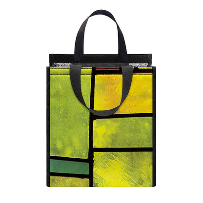 Square Stained Glass Mosaic Print Insulated Lunch Tote