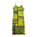 Square Stained Glass Mosaic Print Jersey Midi Cami Dress