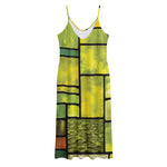 Square Stained Glass Mosaic Print Jersey Midi Cami Dress