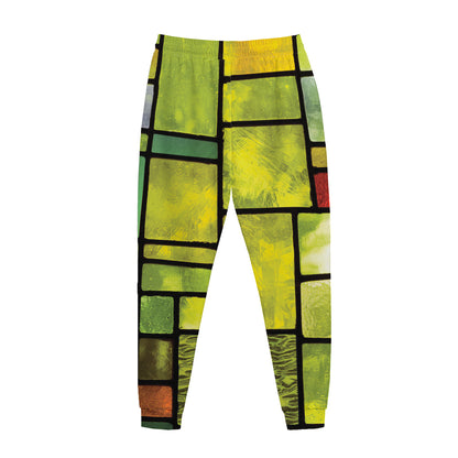 Square Stained Glass Mosaic Print Jogger Pants