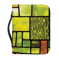 Square Stained Glass Mosaic Print Leather Bible Cover