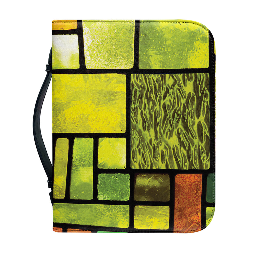 Square Stained Glass Mosaic Print Leather Bible Cover