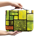 Square Stained Glass Mosaic Print Leather Bible Cover