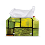 Square Stained Glass Mosaic Print Leather Tissue Box Cover