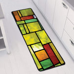 Square Stained Glass Mosaic Print Long Kitchen Mat