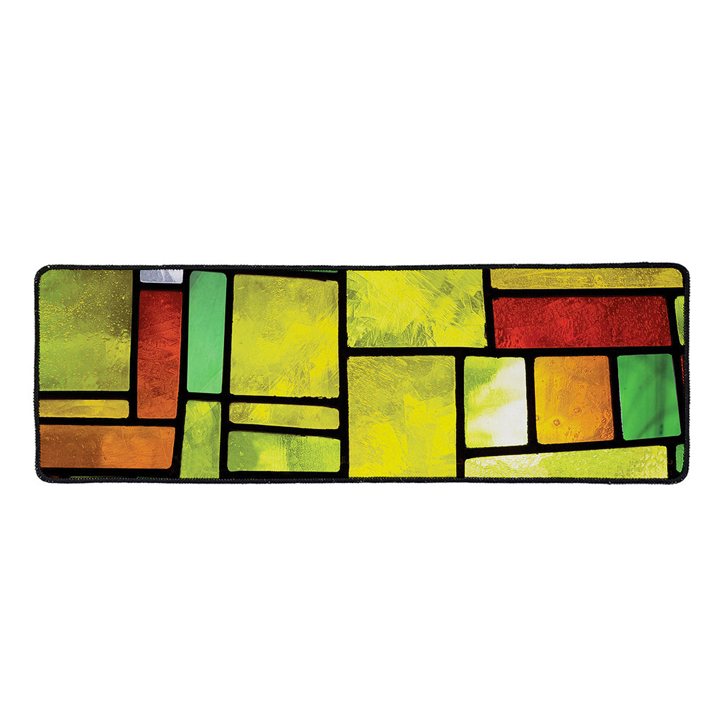 Square Stained Glass Mosaic Print Long Kitchen Mat