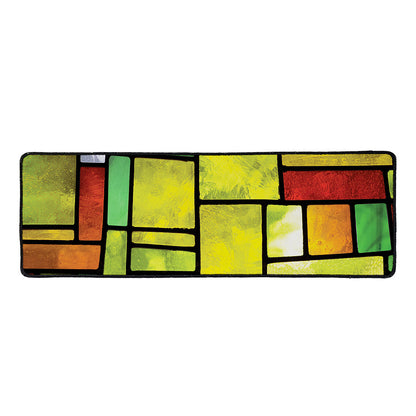 Square Stained Glass Mosaic Print Long Kitchen Mat
