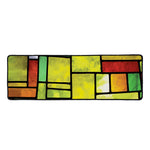 Square Stained Glass Mosaic Print Long Kitchen Mat