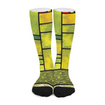 Square Stained Glass Mosaic Print Long Socks