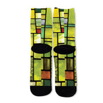 Square Stained Glass Mosaic Print Long Socks