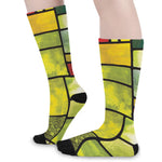 Square Stained Glass Mosaic Print Long Socks