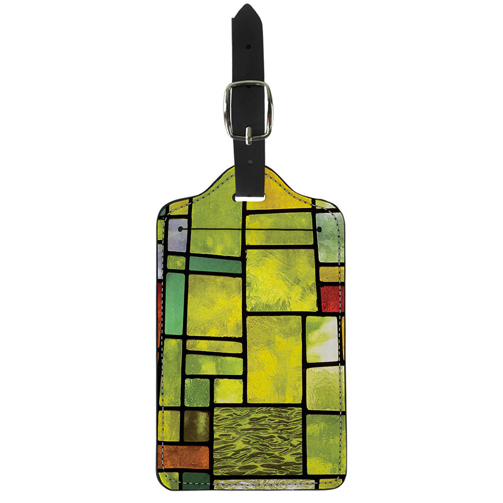 Square Stained Glass Mosaic Print Luggage Tag