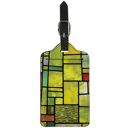 Square Stained Glass Mosaic Print Luggage Tag