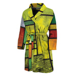 Square Stained Glass Mosaic Print Men's Bathrobe