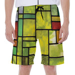 Square Stained Glass Mosaic Print Men's Beach Shorts