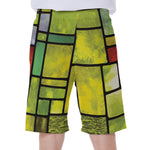 Square Stained Glass Mosaic Print Men's Beach Shorts