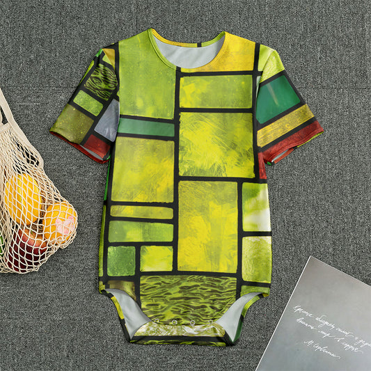 Square Stained Glass Mosaic Print Men's Bodysuit