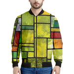 Square Stained Glass Mosaic Print Men's Bomber Jacket
