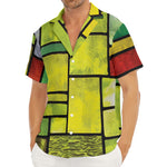 Square Stained Glass Mosaic Print Men's Deep V-Neck Shirt