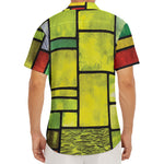 Square Stained Glass Mosaic Print Men's Deep V-Neck Shirt