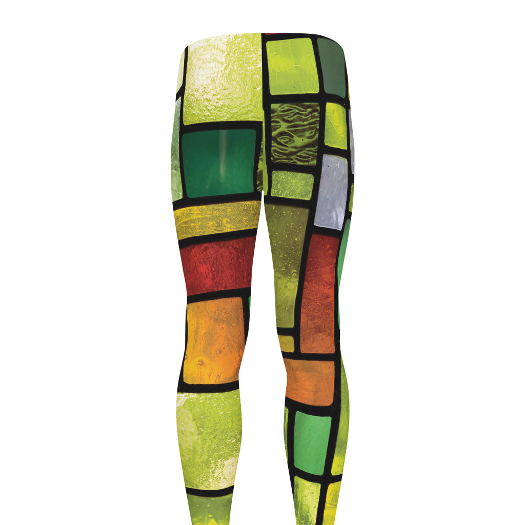 Square Stained Glass Mosaic Print Men's leggings