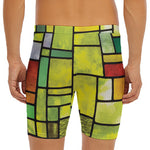 Square Stained Glass Mosaic Print Men's Long Boxer Briefs