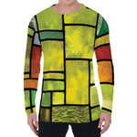 Square Stained Glass Mosaic Print Men's Long Sleeve T-Shirt