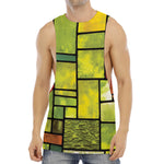 Square Stained Glass Mosaic Print Men's Muscle Tank Top