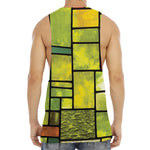 Square Stained Glass Mosaic Print Men's Muscle Tank Top