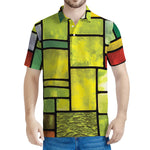 Square Stained Glass Mosaic Print Men's Polo Shirt