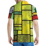 Square Stained Glass Mosaic Print Men's Polo Shirt