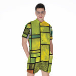 Square Stained Glass Mosaic Print Men's Rompers