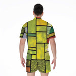 Square Stained Glass Mosaic Print Men's Rompers