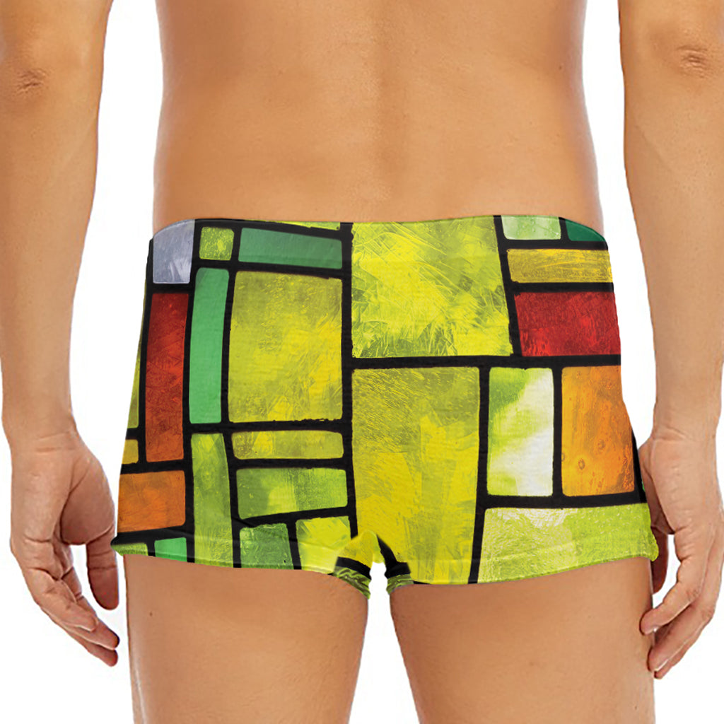 Square Stained Glass Mosaic Print Men's Short Boxer Briefs