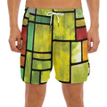 Square Stained Glass Mosaic Print Men's Split Running Shorts